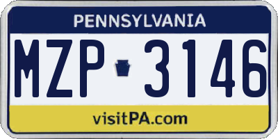 PA license plate MZP3146