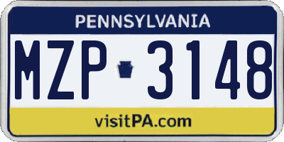 PA license plate MZP3148
