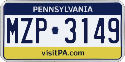 PA license plate MZP3149