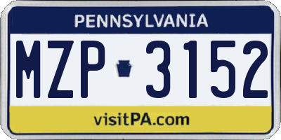 PA license plate MZP3152