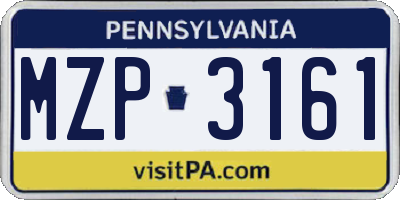 PA license plate MZP3161