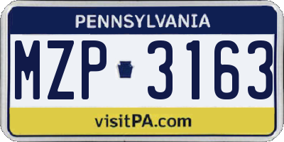 PA license plate MZP3163