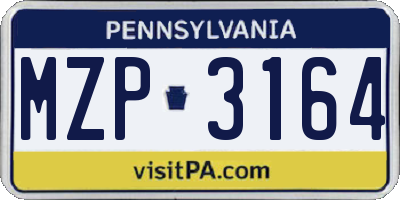PA license plate MZP3164
