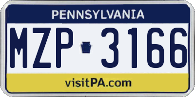 PA license plate MZP3166