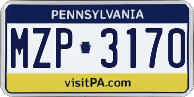 PA license plate MZP3170