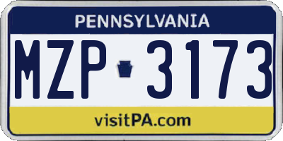 PA license plate MZP3173
