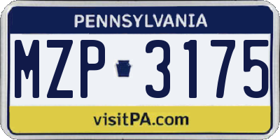 PA license plate MZP3175