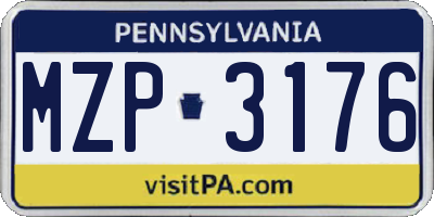 PA license plate MZP3176