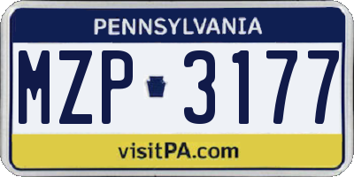 PA license plate MZP3177