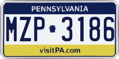 PA license plate MZP3186