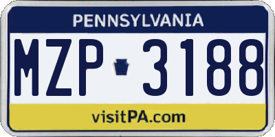 PA license plate MZP3188