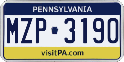 PA license plate MZP3190