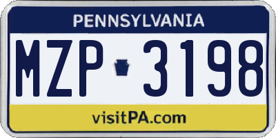 PA license plate MZP3198
