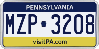 PA license plate MZP3208