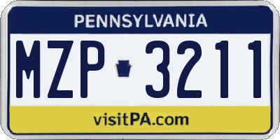 PA license plate MZP3211