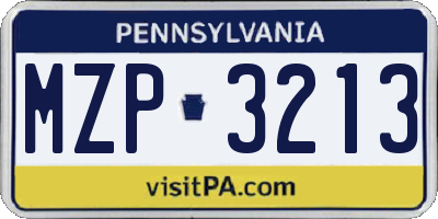 PA license plate MZP3213