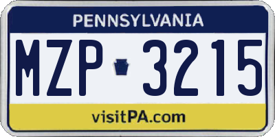 PA license plate MZP3215