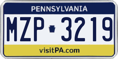 PA license plate MZP3219