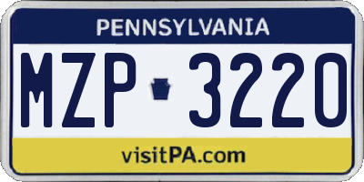 PA license plate MZP3220