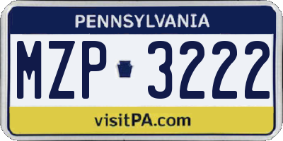 PA license plate MZP3222