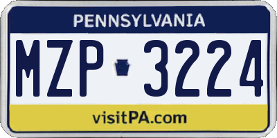 PA license plate MZP3224