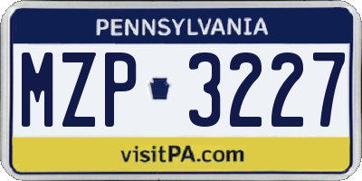 PA license plate MZP3227