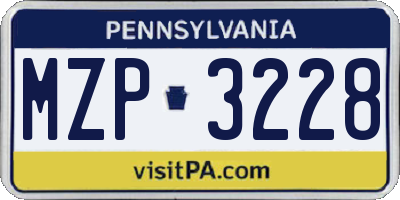 PA license plate MZP3228