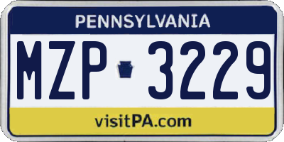 PA license plate MZP3229