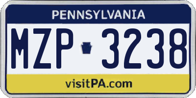 PA license plate MZP3238
