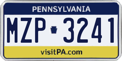 PA license plate MZP3241