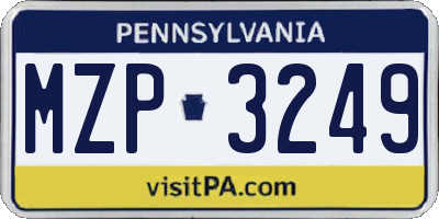PA license plate MZP3249