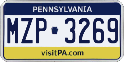 PA license plate MZP3269