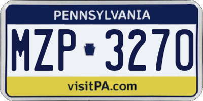 PA license plate MZP3270