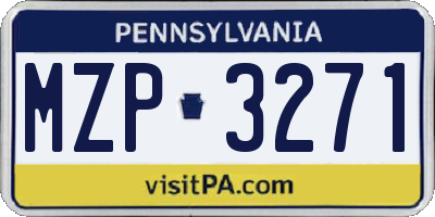 PA license plate MZP3271