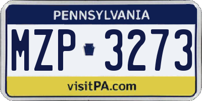 PA license plate MZP3273