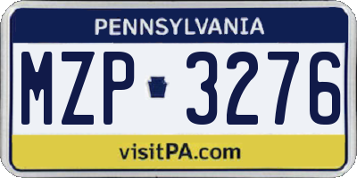 PA license plate MZP3276