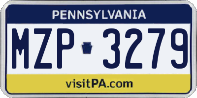 PA license plate MZP3279
