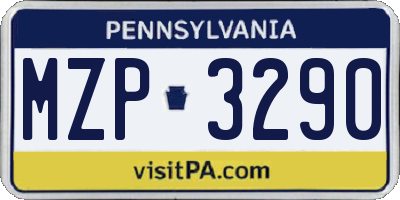 PA license plate MZP3290