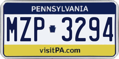 PA license plate MZP3294