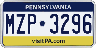 PA license plate MZP3296