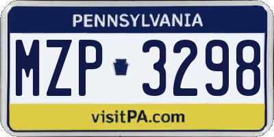PA license plate MZP3298