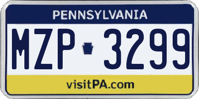 PA license plate MZP3299