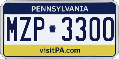 PA license plate MZP3300