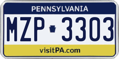 PA license plate MZP3303