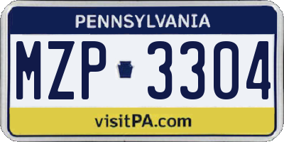 PA license plate MZP3304