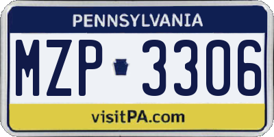 PA license plate MZP3306