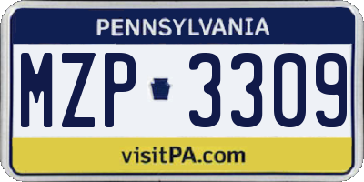 PA license plate MZP3309