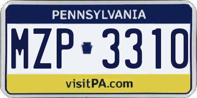 PA license plate MZP3310