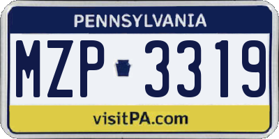 PA license plate MZP3319
