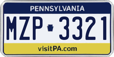 PA license plate MZP3321